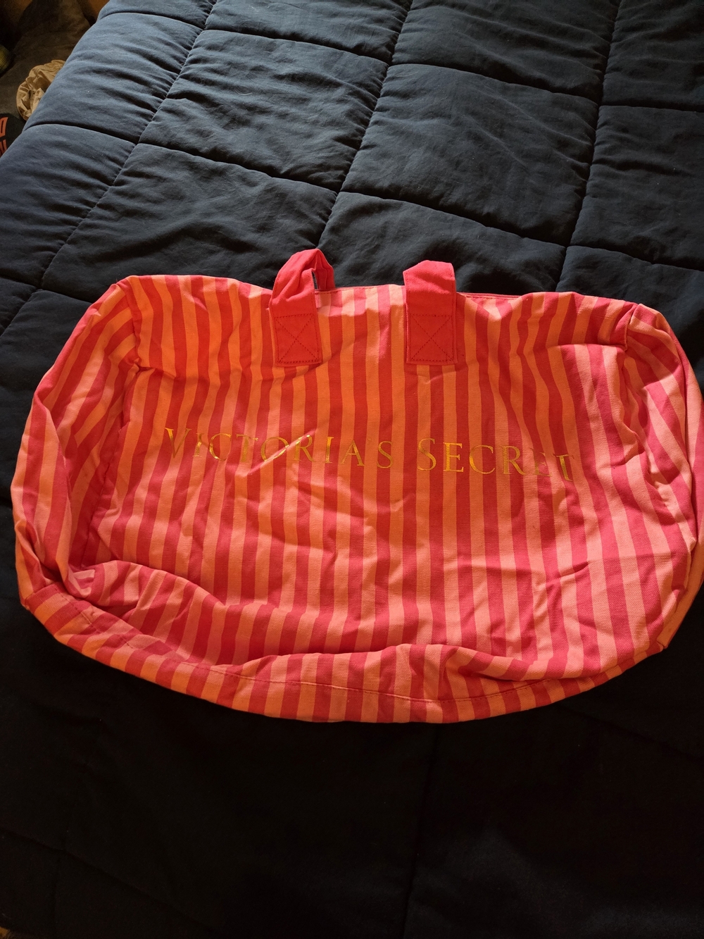 Victoria's Secret Pink and Coral Striped Duffle